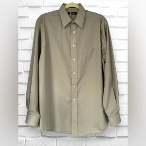 Puritan Mens Size 15.5 Long Sleeved Straight Hem Business Casual Button Up Shirt